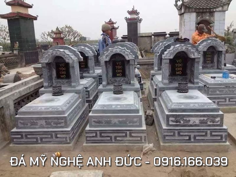 Mộ đá đẹp #-42 Mẫu mộ tam sơn 1 mái vòm Vũ Tộc Chi Mộ tại Nghĩa trang Huyện Yên Mô, Ninh Bình