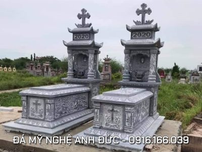 Mẫu Mộ đá công giáo đẹp tại Nam Định – Mộ hai mái